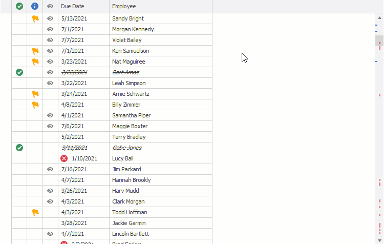 Interface Grille de données DevExpress